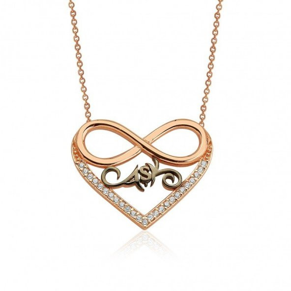 925 Ayar Gümüş Kalpli Sonsuzluk Aşk Kolyesi ürün görseli 1