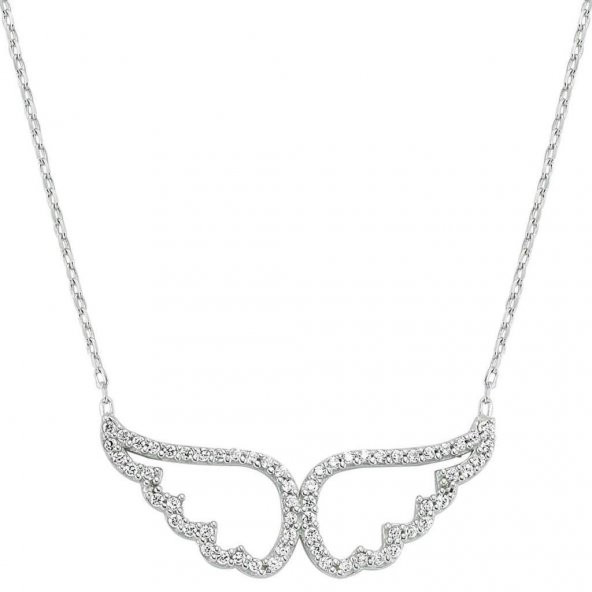 925 Ayar Gümüş Melek Kanadı Kolye - Resim 3