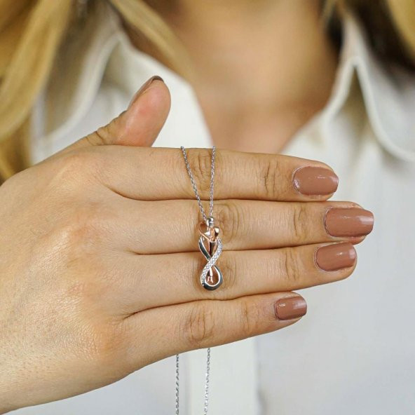 925 Ayar Gümüş Sonsuz Aşk Kolyesi - Resim 2