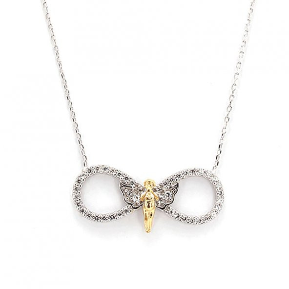 925 Ayar Gümüş Melekli Sonsuzluk Kolye ürün görseli