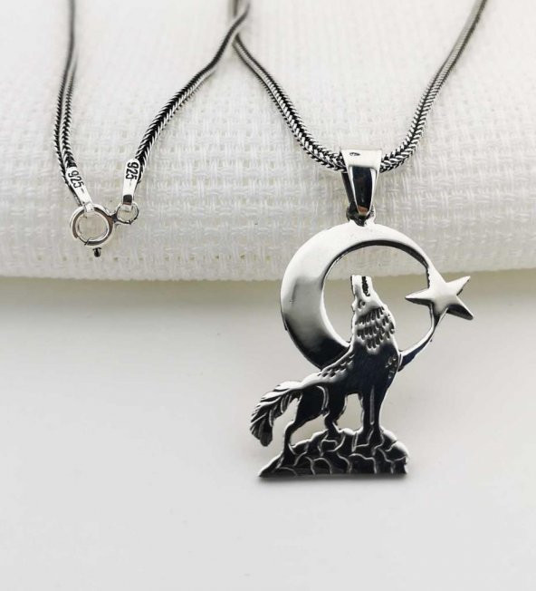 925 Ayar Gümüş Bozkurt Erkek  Kolye