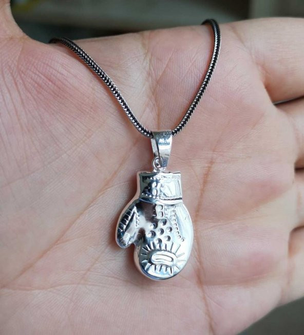 925 Ayar Gümüş  Boks Eldiveni Kolye - 3