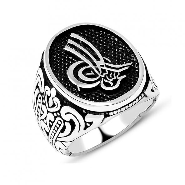 925 Ayar Gümüş Tuğralı Erkek Yüzük ürün görseli 1