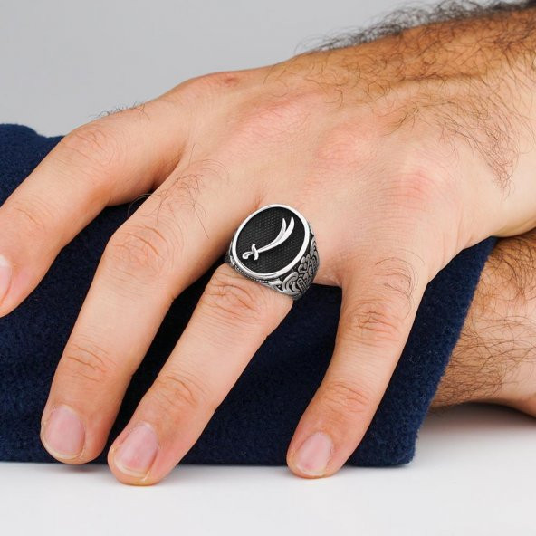 925 Ayar Gümüş Zülfikar Kılıcı Yüzüğü - Resim 2