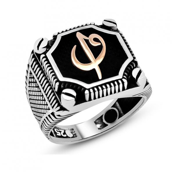 925 Ayar Gümüş Vida Desenli Elifvav Erkek Yüzük ürün görseli