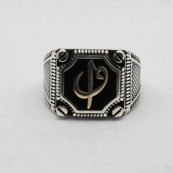 925 Ayar Gümüş Vida Desenli Elifvav Erkek Yüzük - Resim 2