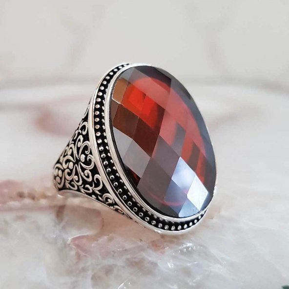 925 Ayar Gümüş Zirkon Taşlı Erkek Yüzük - Resim 2