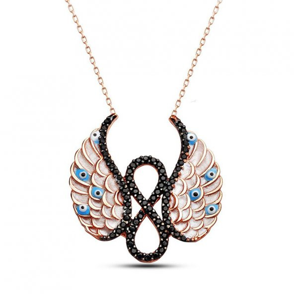 Melek Kanatlı Sonsuzluk Gümüş Kolye ürün görseli