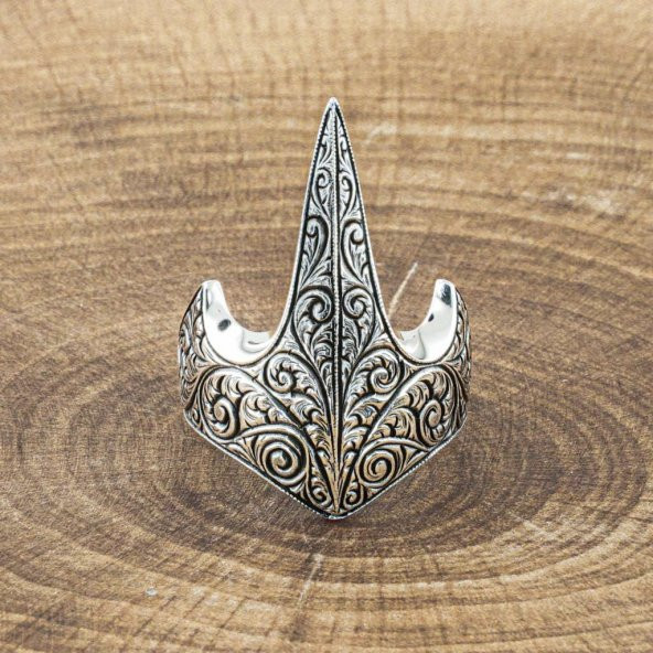 925 Ayar Gümüş Özel Tasarım Okçu Zihgir Yüzük - Resim 6