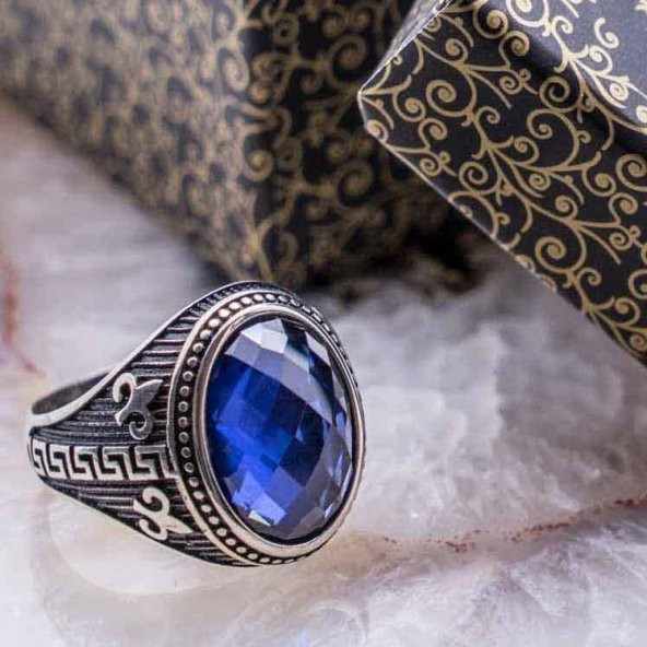 925 Ayar gümüş Mavi Zirkon  Taşlı Yüzük ürün görseli