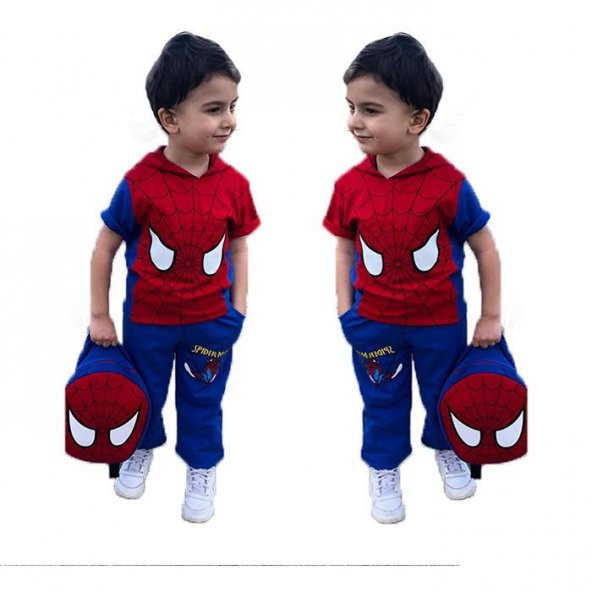 Erkek Çocuk Eşofman Kombin 3 lü Set -Örümcek Adam Kostümü