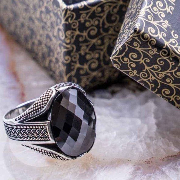 925 Ayar gümüş Siyah Zirkon  Taşlı  Yüzük ürün görseli 1