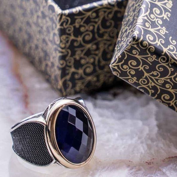 925 Ayar gümüş Mavi Zirkon  Taşlı Yüzük ürün görseli