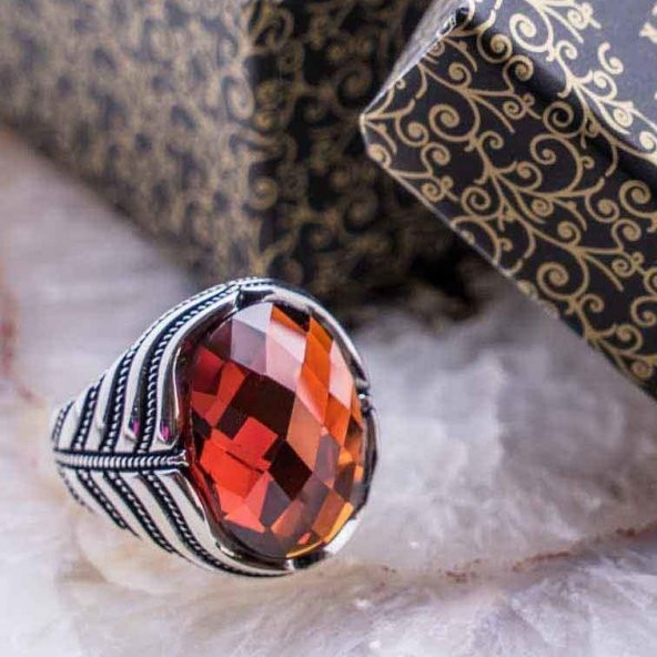 925 Ayar gümüş Kırmızı Zirkon Taşlı Dalga Desenli Yüzük ürün görseli