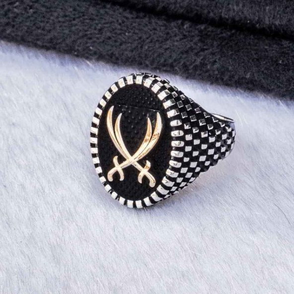 925 Ayar Gümüş Hz.Ali Kılıcı Zülfikar Erkek Yüzük - Resim 4