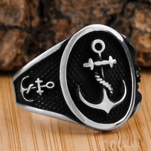 925 Ayar Gümüş Oval Çapa Desenli Yüzük ürün görseli