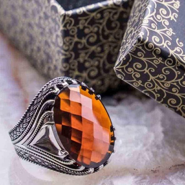 925 Ayar Gümüş Kırmızı Zirkon  Taşlı Yüzük ürün görseli 1