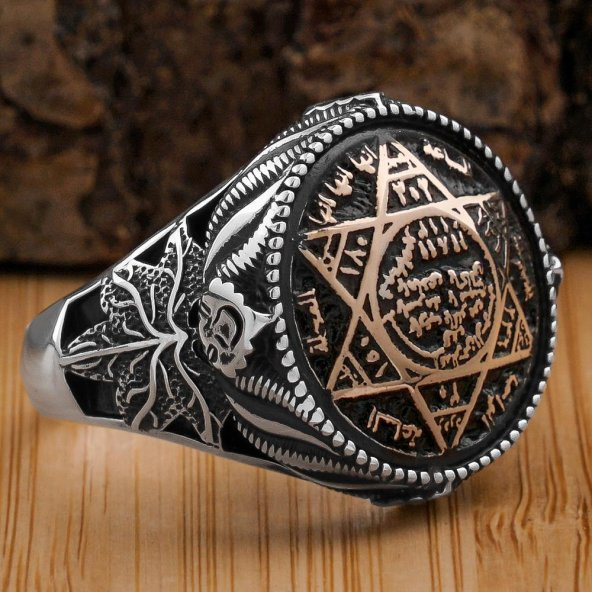 925 Ayar Gümüş Mührü Süleyman Erkek Yüzüğü ürün görseli 1