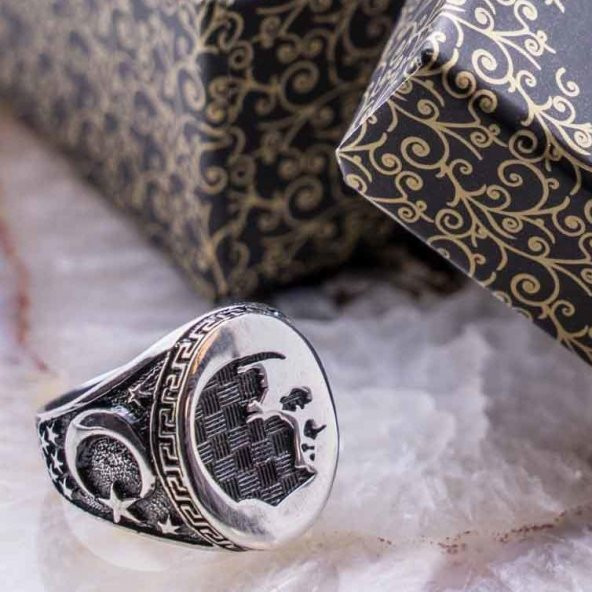 925 Ayar Gümüş Atatürk Simgeli Erkek Yüzük (Model-3) ürün görseli