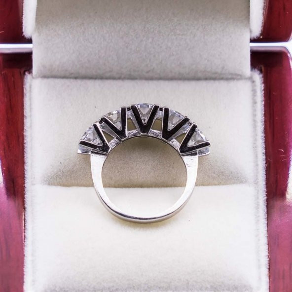 925 Ayar Gümüş Beştaş Bayan Yüzük Model 3 - Resim 2