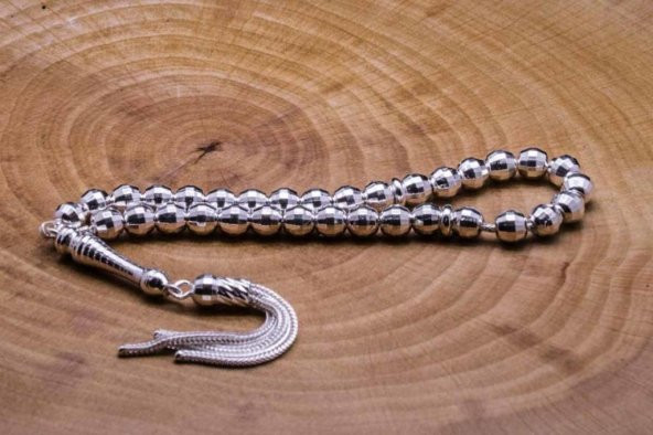 Lazer Kesim 925 Ayar Gümüş Tesbih Model 3 - Resim 2