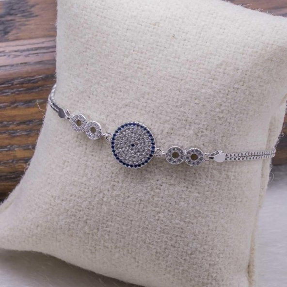 925 Ayar Gümüş Nazar  ve  Sonsuzluk simgeli  Bileklik - Resim 3