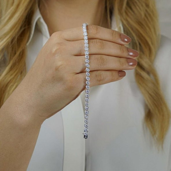 925 Ayar Gümüş Su Yolu Bileklik Model 1 - Resim 2