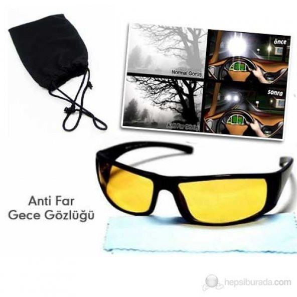 Anti Far Gece Görüş Gözlüğü ( Taşıma Çantalı ve Temizleme Bezi H