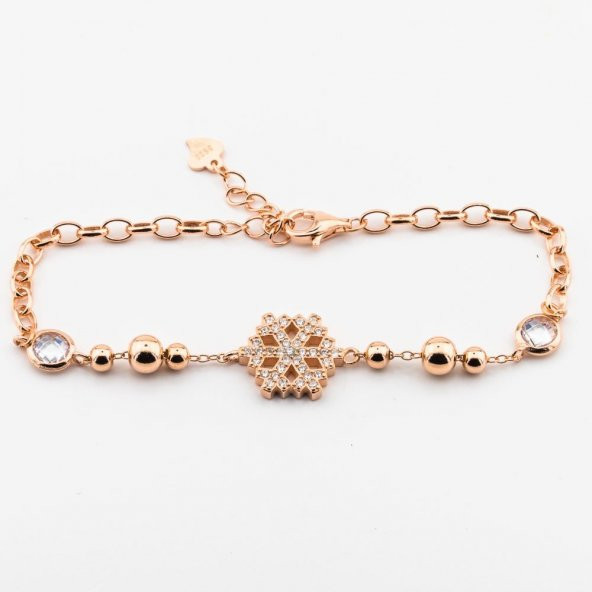 925 Ayar Gümüş Zirkon Taşlı  Kar Tanesi Bileklik - Resim 2