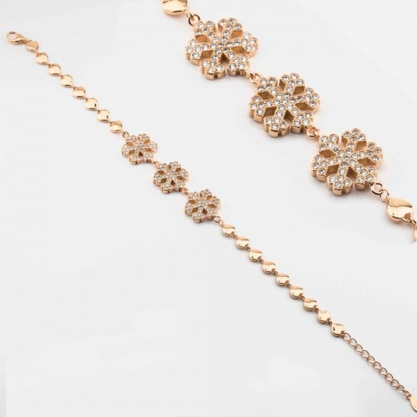 925 Ayar Gümüş  Zirkon Taşlı Kar Tanesi Bayan Bileklik ürün görseli 1