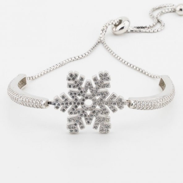 Muhteşem Tasarım 925 Ayar Gümüş Kar Tanesi Asansörlü Bileklik ürün görseli 1