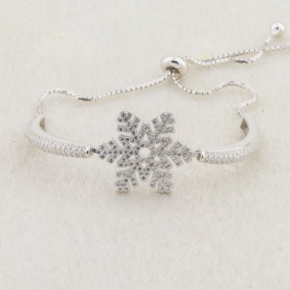 Muhteşem Tasarım 925 Ayar Gümüş Kar Tanesi Asansörlü Bileklik - Resim 2