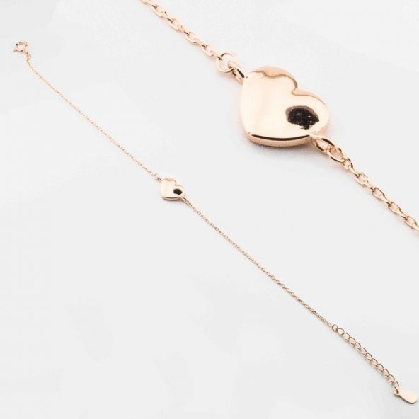 925 Ayar Gümüş Kalp Zincir Bileklik ürün görseli 1