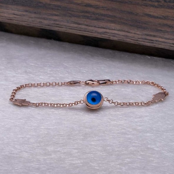 925 Ayar Gümüş Nazar Boncuklu Bayan Bileklik Model 3 ürün görseli 1