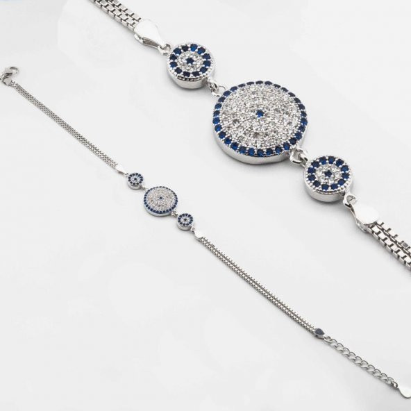 925 Ayar Gümüş Zirkon Taşlı  Nazar Bayan Bileklik ürün görseli