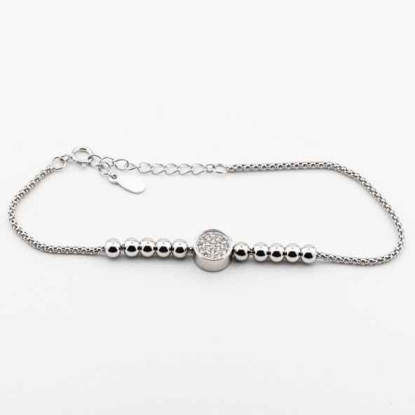 925 Ayar Gümüş Toplu Zirkon Taşlı Bayan Bileklik - Resim 2