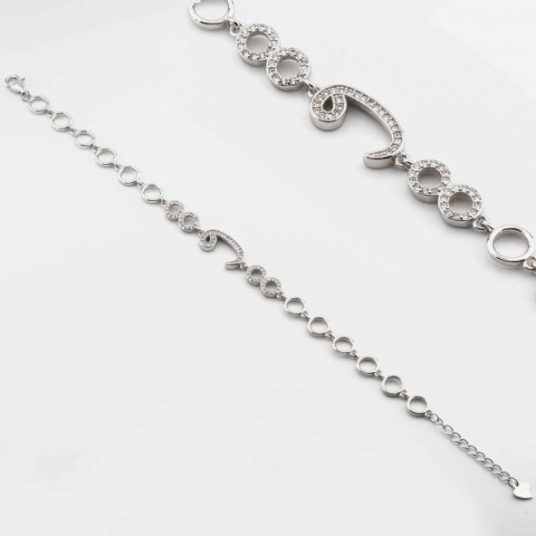 925 Ayar Gümüş Zirkon Taşlı Sonsuzluk Vav  Bayan Bileklik ürün görseli 1