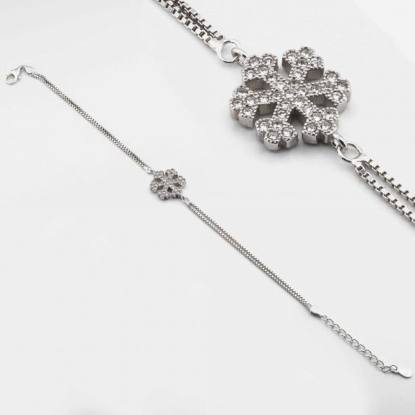 925 Ayar Gümüş Zirkon Taşlı  Kar Tanesi Bileklik ürün görseli 1