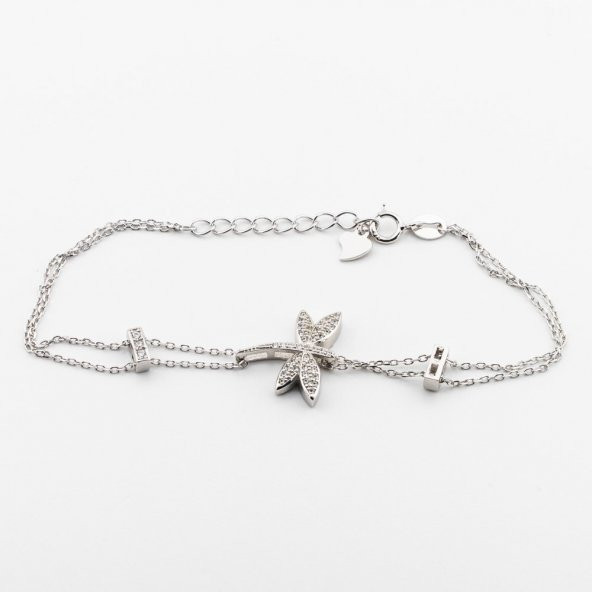 925 Ayar Gümüş Yusufçuk Simgeli Taşlı Bayan  Bileklik - Resim 2