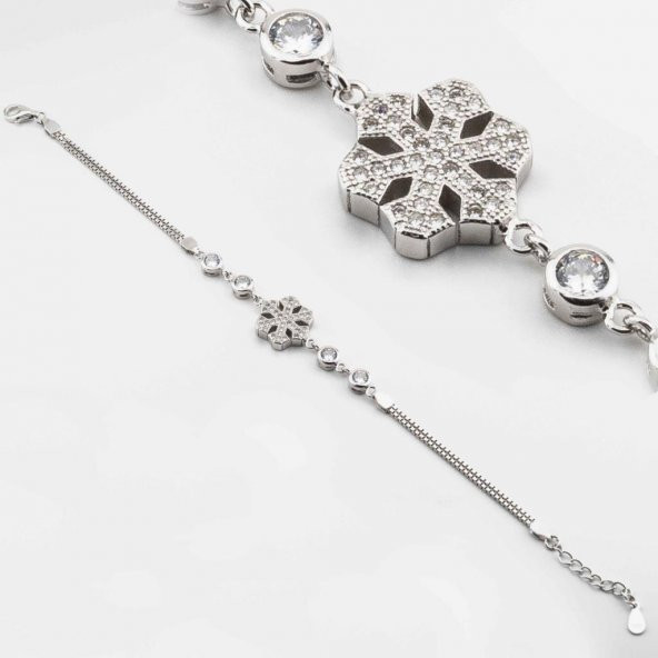 925 Ayar Gümüş Zirkon Taşlı  Kar Tanesi  Bayan Bileklik ürün görseli