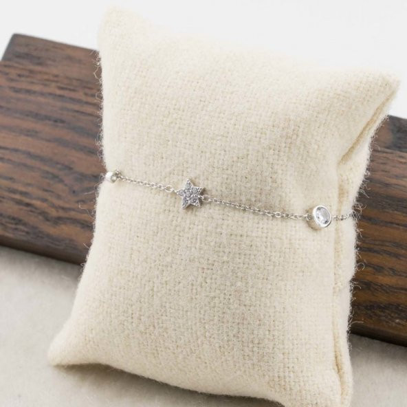 925 Ayar Gümüş Zirkon Taşlı Şans Bilekliği - Resim 3