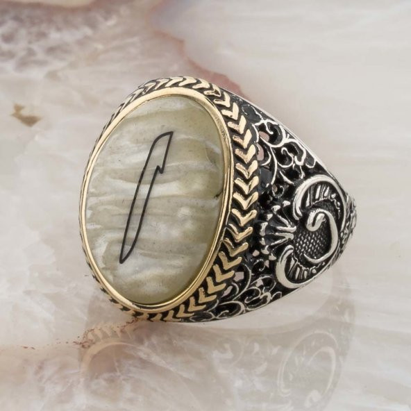 Sedef Taşlı Elif Gümüş Yüzük - Resim 3