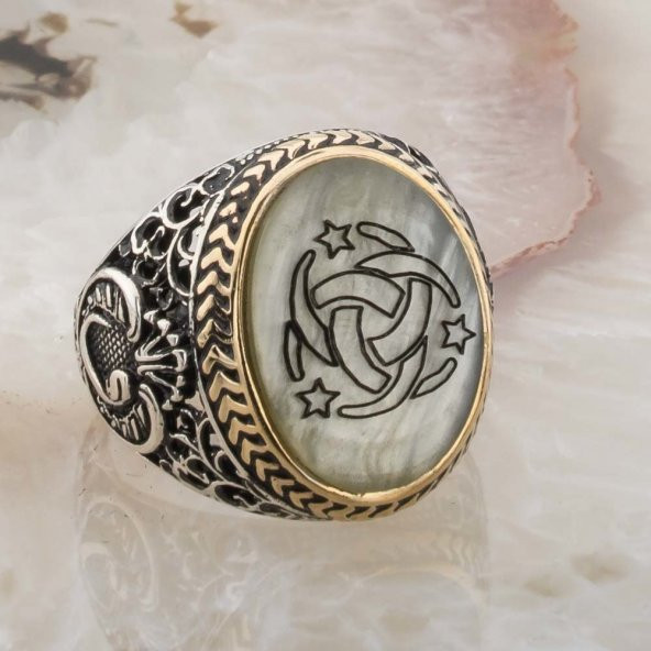 Sedef Taşı Teşkilatı Mahsusa Gümüş Yüzük - Resim 2