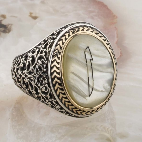 Sedef Taşlı Elif Gümüş Yüzük - Resim 2