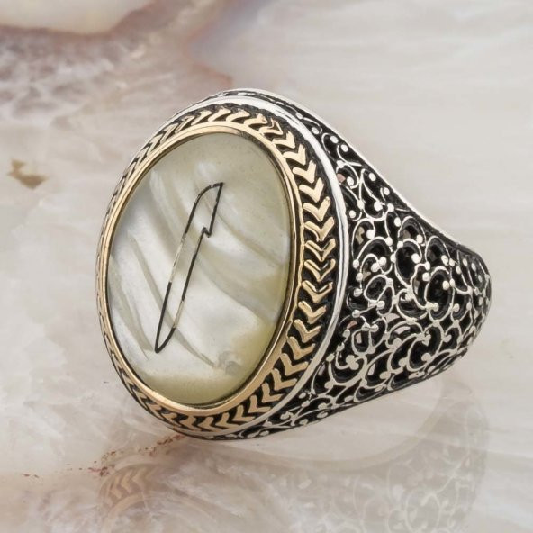 Sedef Taşlı Elif Gümüş Yüzük - Resim 3