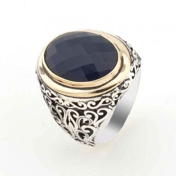 925 Ayar Gümüş Mavi Zirkon  Taşlı Erkek Yüzük Model 13 ürün görseli 1