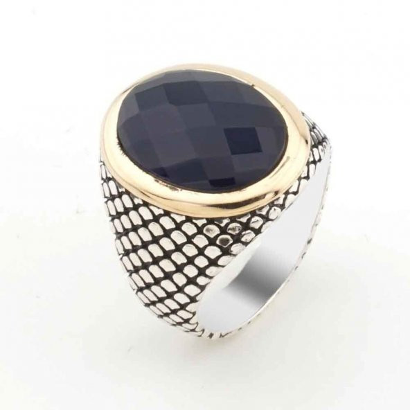 925 Ayar Gümüş Mavi Zirkon Taşlı Erkek Yüzük ürün görseli