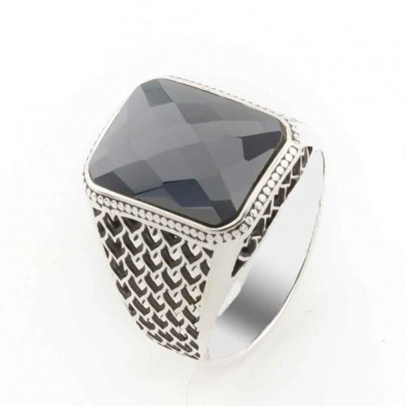 925 ayar Gümüş Zirkon Taşlı  Desenli Erkek  Yüzük ürün görseli