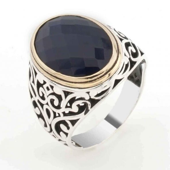 925 Ayar Gümüş Siyah Zirkon Taşlı Erkek Yüzük Model 11 ürün görseli