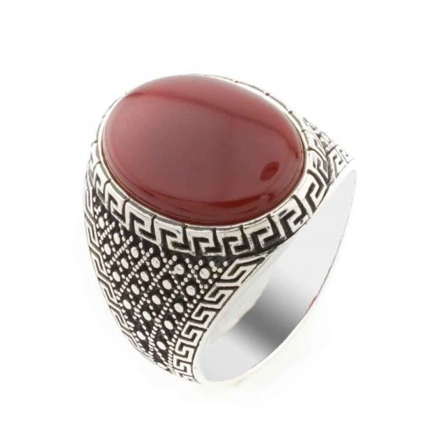 925 Ayar Gümüş Akik Taşlı Erkek Yüzük ürün görseli